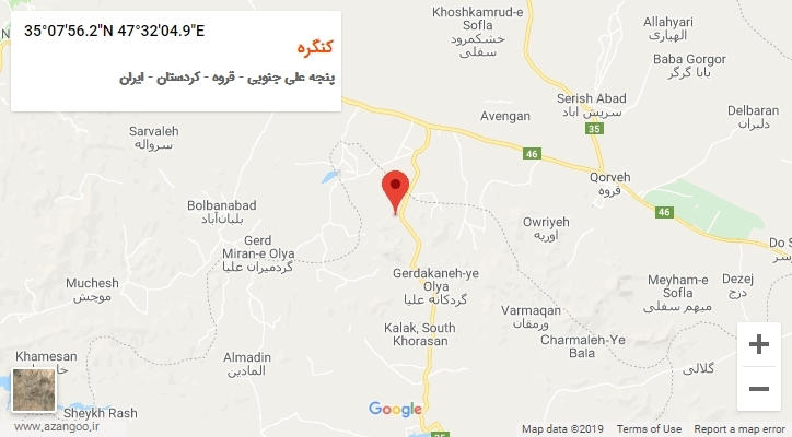 روستای کنگره بر روی نقشه