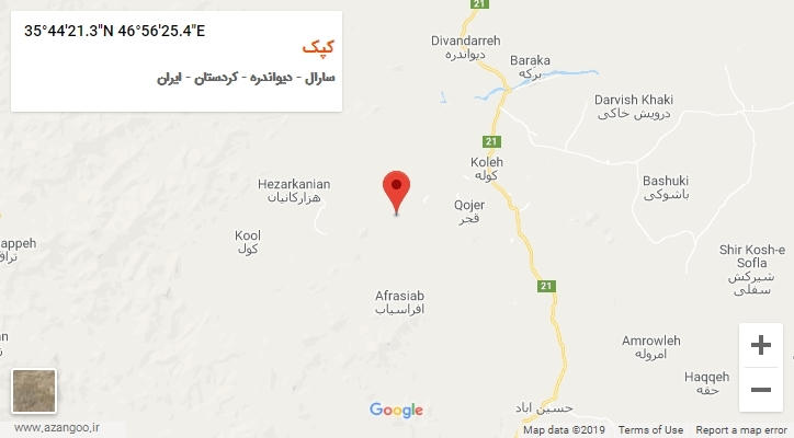 روستای کپک بر روی نقشه
