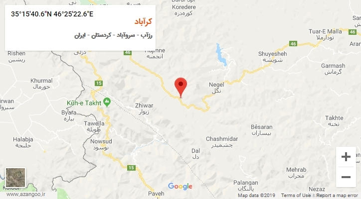 روستای کرآباد بر روی نقشه