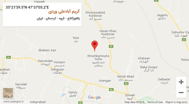 روستای کریم آبادعلی وردی بر روی نقشه