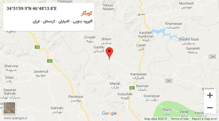 روستای کوبگار بر روی نقشه