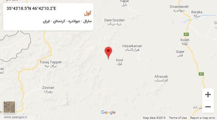 روستای کول بر روی نقشه
