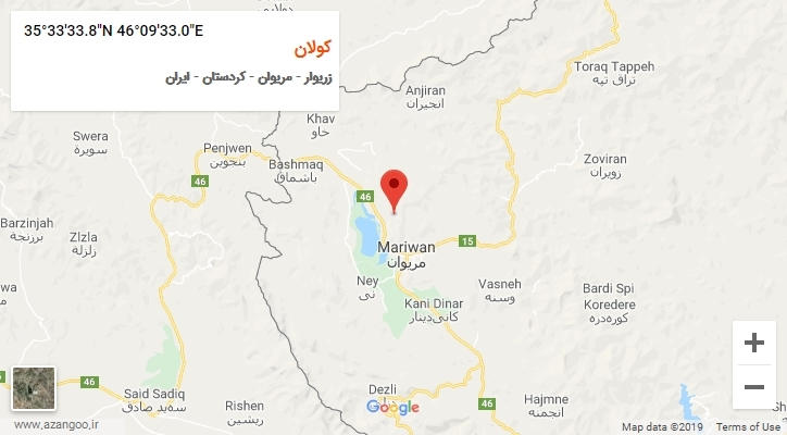 روستای کولان بر روی نقشه