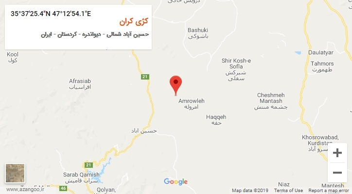 روستای کژی کران بر روی نقشه
