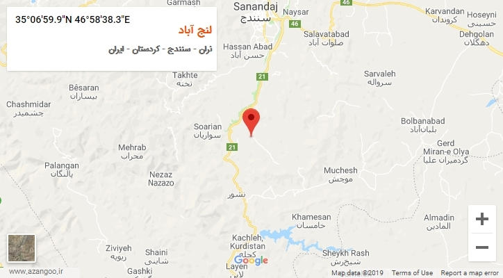 روستای لنج آباد بر روی نقشه