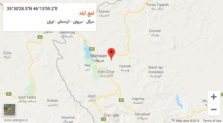 روستای لنج آباد بر روی نقشه
