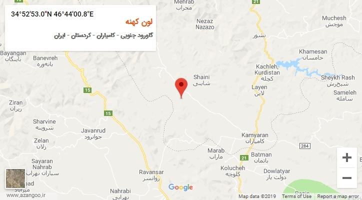 روستای لون کهنه بر روی نقشه