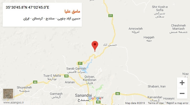 روستای مامق علیا بر روی نقشه