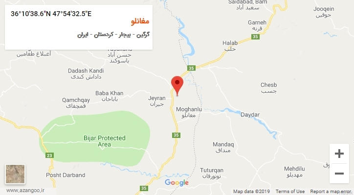 روستای مغانلو بر روی نقشه