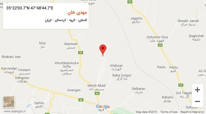 روستای مهدی خان بر روی نقشه