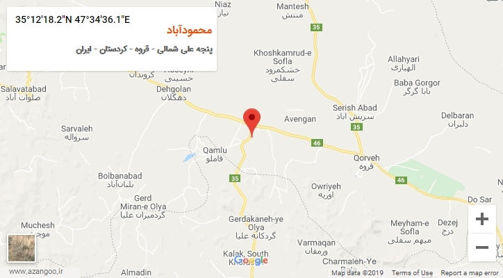 روستای محمودآباد بر روی نقشه
