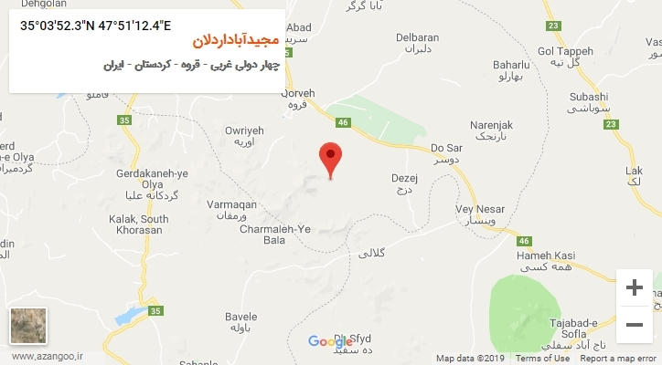 روستای مجیدآباداردلان بر روی نقشه