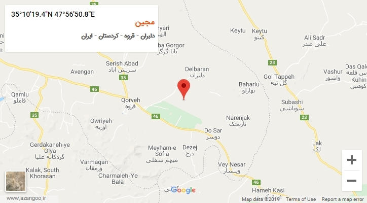 روستای مجین بر روی نقشه