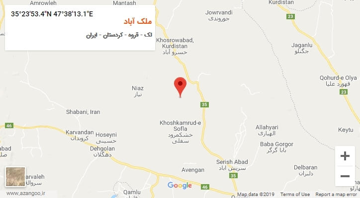 روستای ملک آباد بر روی نقشه