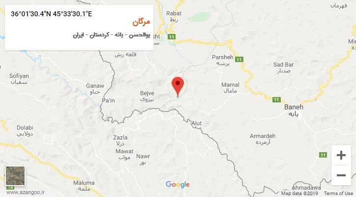 روستای مرگان بر روی نقشه