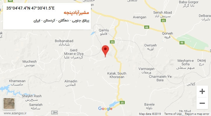 روستای مشیرآبادپنجه بر روی نقشه