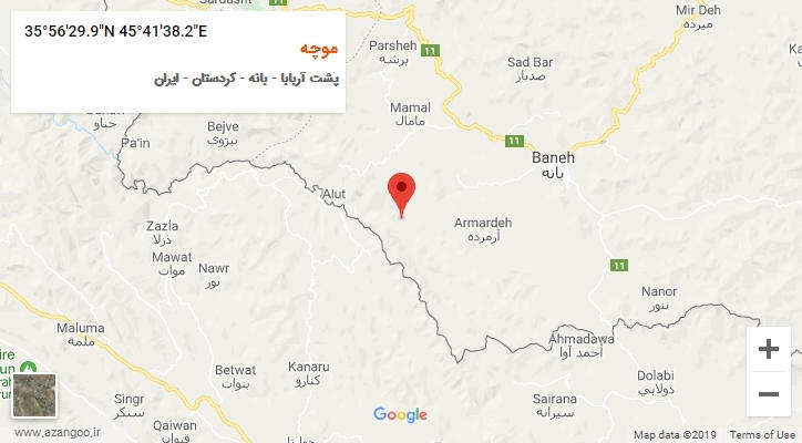 روستای موچه بر روی نقشه