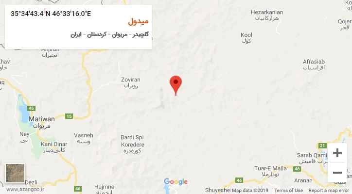 روستای میدول بر روی نقشه