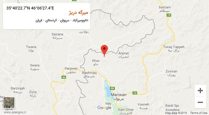 روستای میرگه دریژ بر روی نقشه