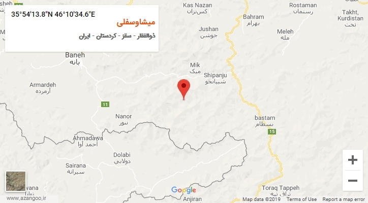 روستای میشاوسفلی بر روی نقشه