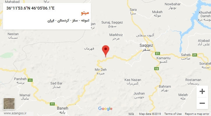 روستای میتو بر روی نقشه