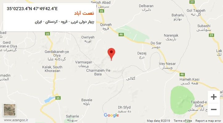 روستای نعمت آباد بر روی نقشه