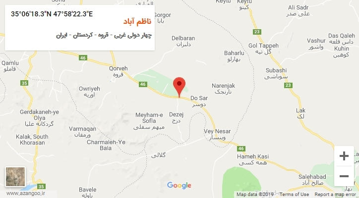 روستای ناظم آباد بر روی نقشه