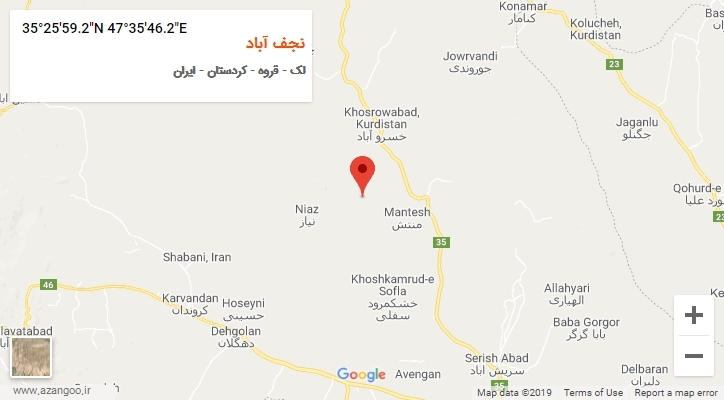 روستای نجف آباد بر روی نقشه
