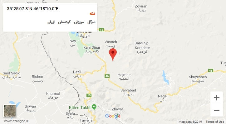 روستای ننه بر روی نقشه