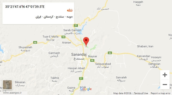 روستای ننله بر روی نقشه