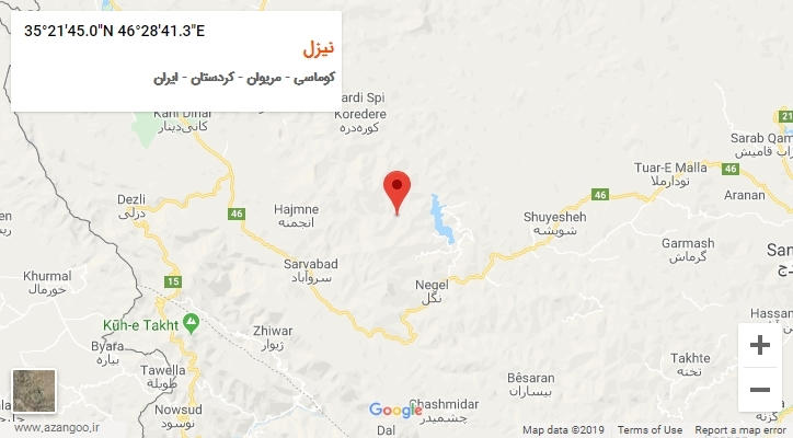 روستای نیزل بر روی نقشه