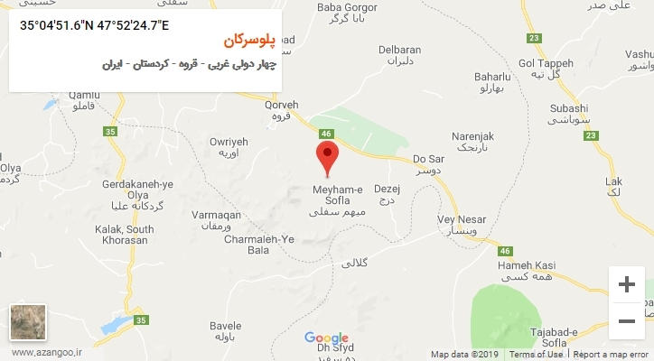روستای پلوسرکان بر روی نقشه
