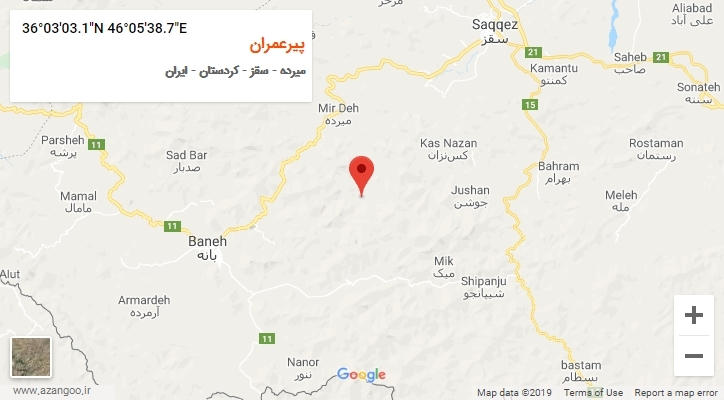روستای پیرعمران بر روی نقشه