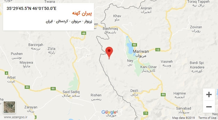 روستای پیران کهنه بر روی نقشه