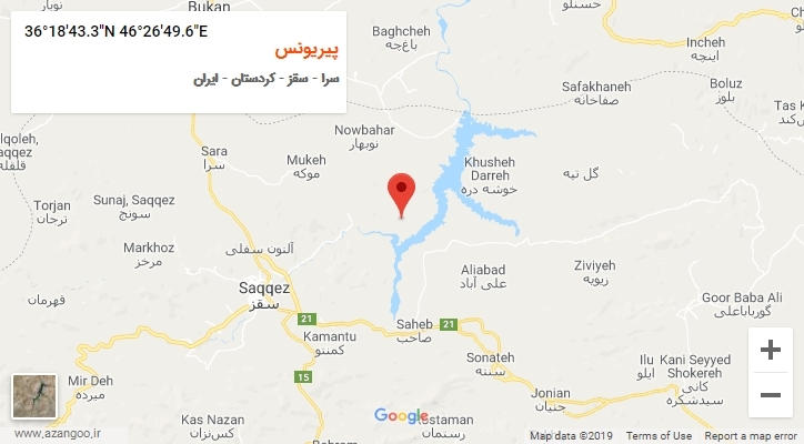 روستای پیریونس بر روی نقشه