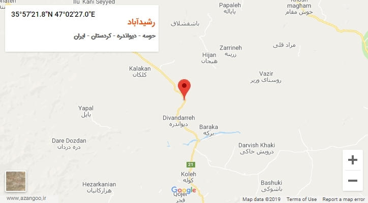 روستای رشیدآباد بر روی نقشه