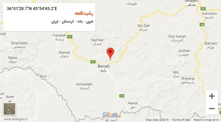 روستای رشیدقلعه بر روی نقشه