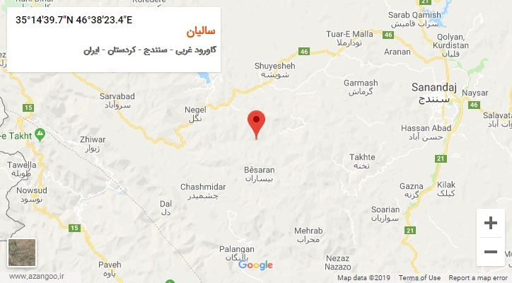 روستای سالیان بر روی نقشه