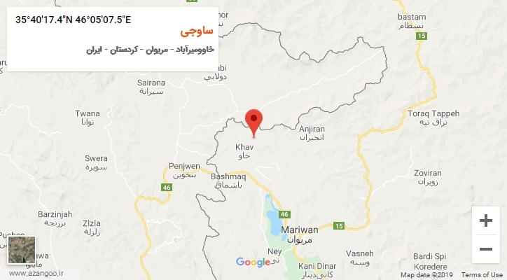 روستای ساوجی بر روی نقشه