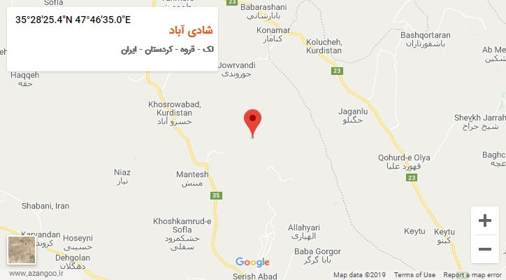 روستای شادی آباد بر روی نقشه