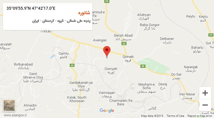 روستای شانوره بر روی نقشه