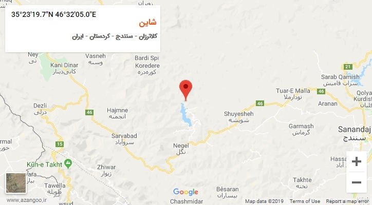 روستای شاین بر روی نقشه