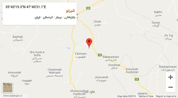 روستای شبرتو بر روی نقشه