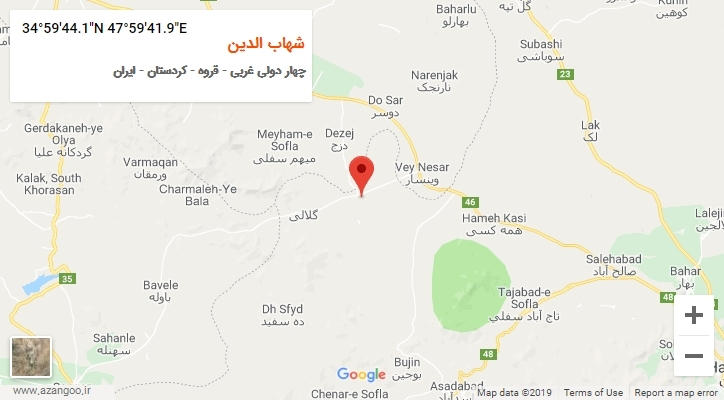 روستای شهاب الدین بر روی نقشه