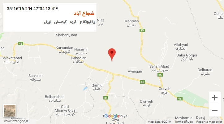 روستای شجاع آباد بر روی نقشه
