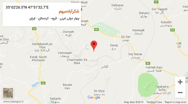 روستای شکرآبادمیهم بر روی نقشه