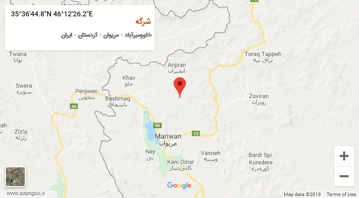 روستای شرگه بر روی نقشه