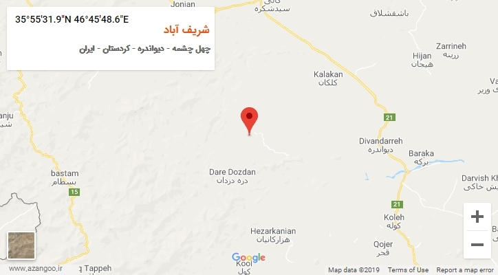 روستای شریف آباد بر روی نقشه