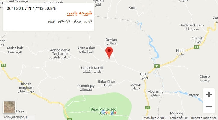 روستای شورجه پایین بر روی نقشه