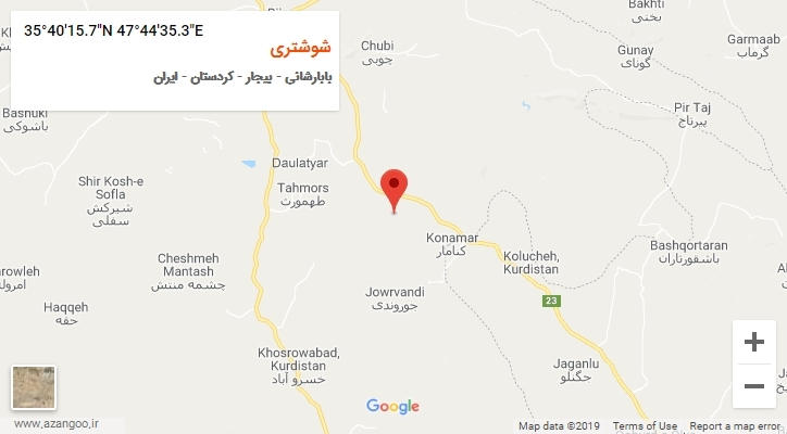 روستای شوشتری بر روی نقشه